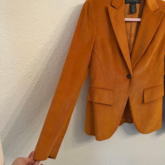 Vintage Banana Republic Corduroy Blazer Size 0 Pumpkin Orange Y2K - Picture 5 of 16